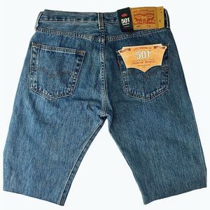 Levis 501 Mens NWT Stretch Straight Leg Button Fly Raw Hem Jean Shorts 31 x 13